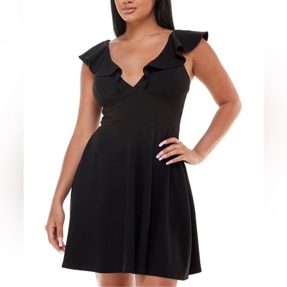 NWT JUMP APPAREL Womens Cap Sleeve V Neck Short Party Fit Flare LBD size XS - Picture 1 of 11